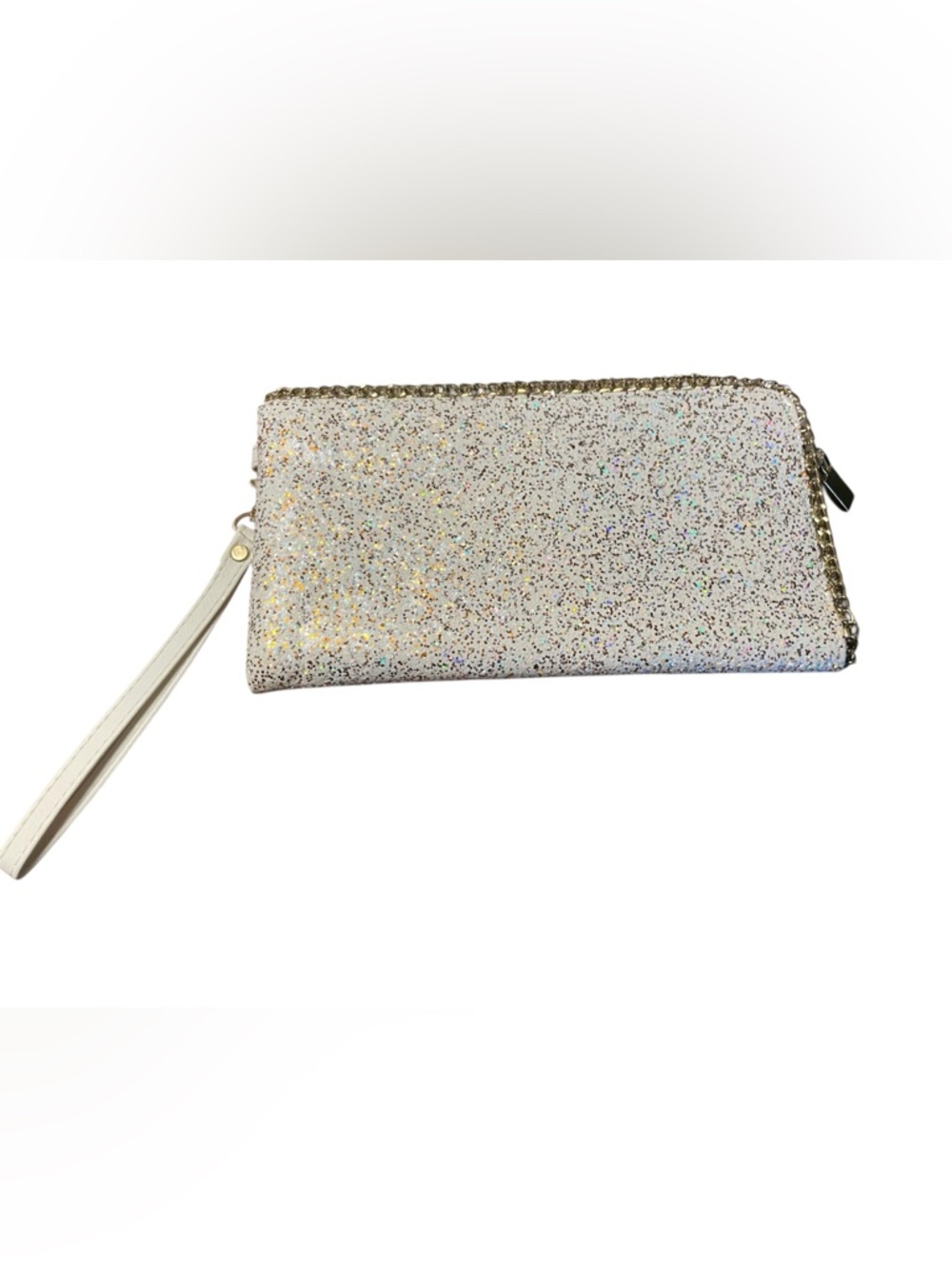 Sparkle Chain-Trim Wristlet Clutch - White. Brand new in plastic and super cute!